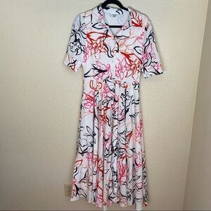 NWOT Badgley‎ Mischka Vaca cocktail floral print shirt midi dress